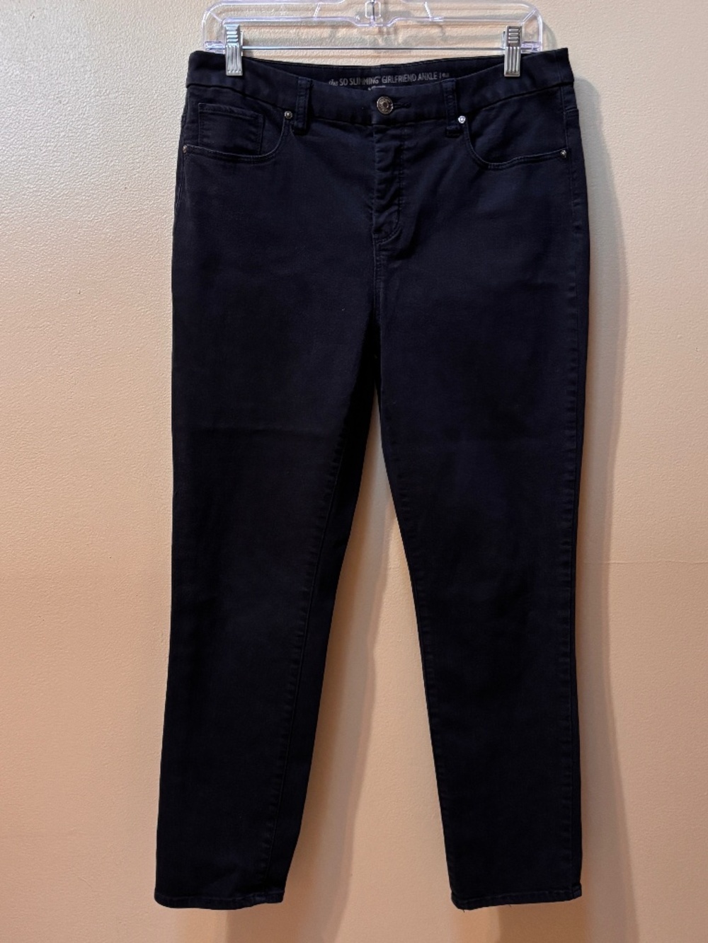 Chicos So Slimming Girlfriend Ankle Black Denim Jeans Size 0.5 (6)